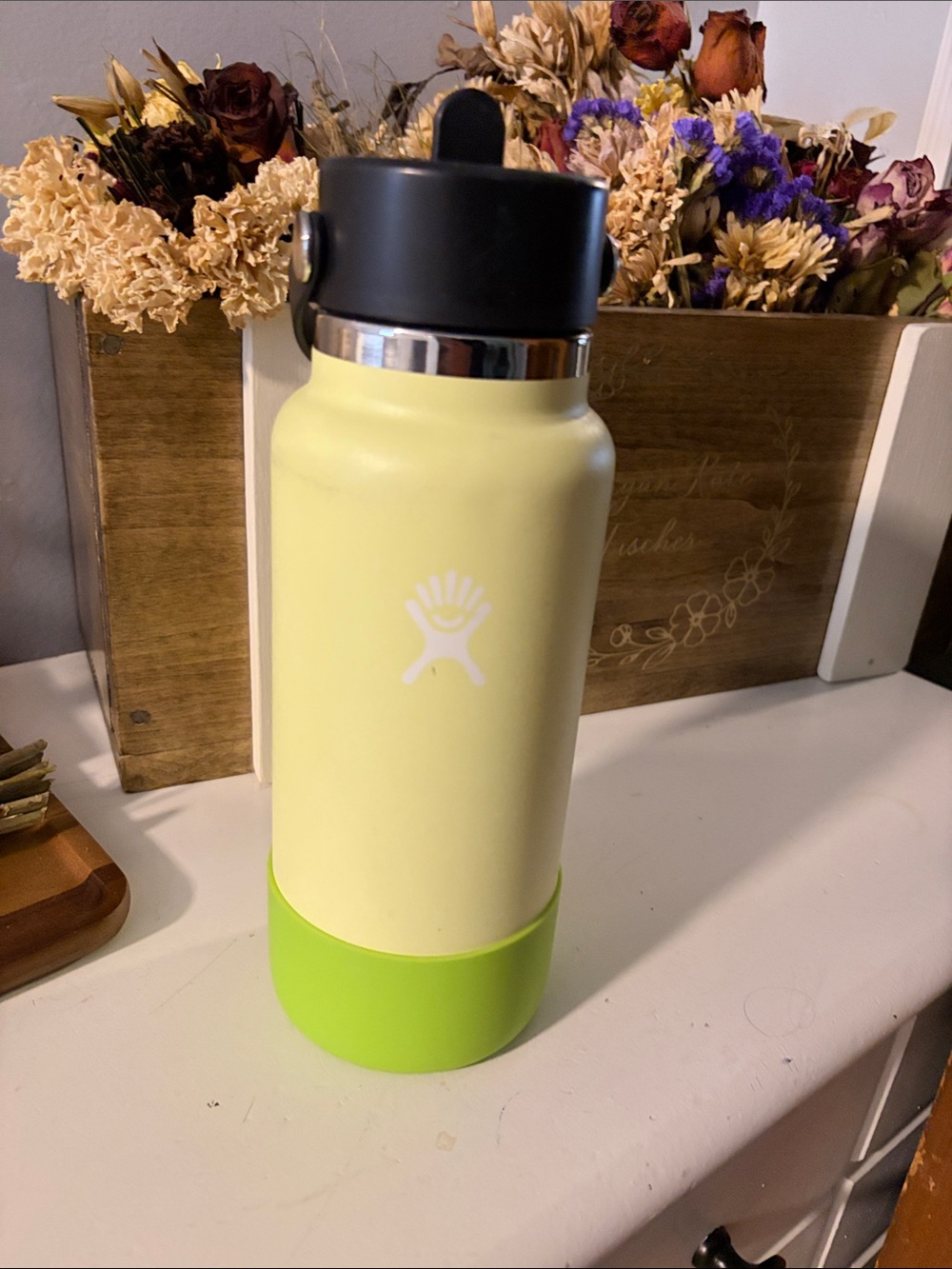 Hydro Flask Yellow with Lime Green Base Insulated Bottle